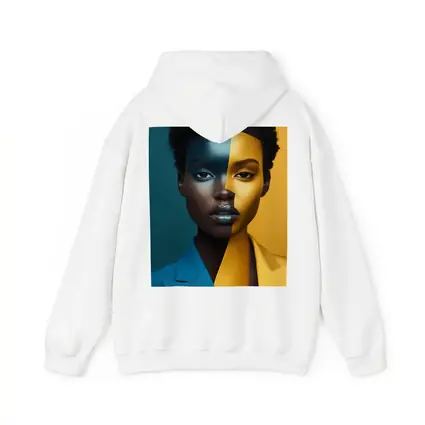 Bold Split Face Portrait Blue Yellow Fashion