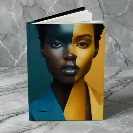 Bold Split Face Portrait Blue Yellow Fashion