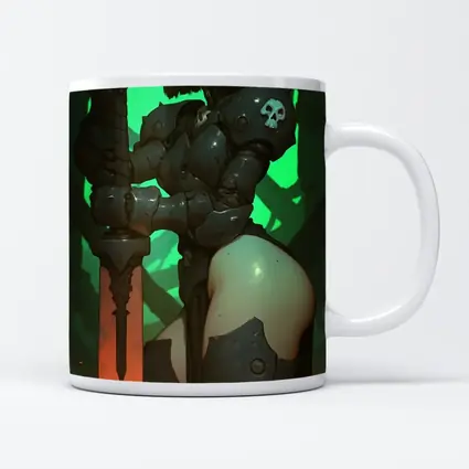 Dark Fantasy Warrior Woman Green Cave Background