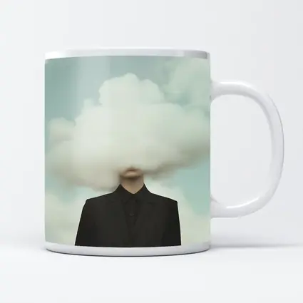 Person In Black Suit Cloud Head Sky