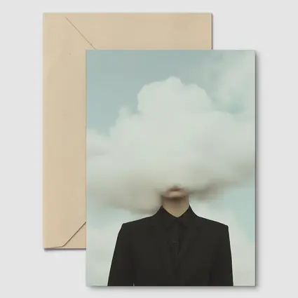 Person In Black Suit Cloud Head Sky