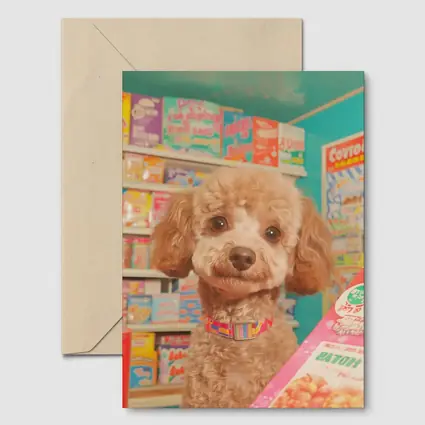 Poodle Dog In Colorful Candy Shop