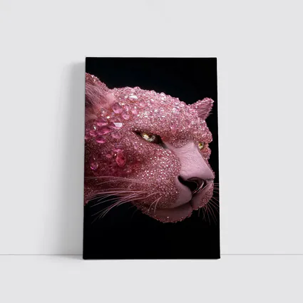 Pink Diamond Encrusted Panther Dark Background