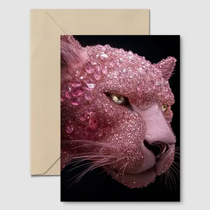 Pink Diamond Encrusted Panther Dark Background