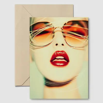 Woman Red Lips Sunglasses Fashion Portrait