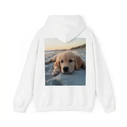 Golden Retriever Puppy Resting On Beach