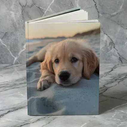 Golden Retriever Puppy Resting On Beach