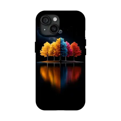 Colorful Trees Reflected On Dark Water