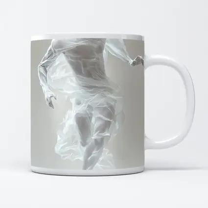 White Draped Figure Dancing Abstract Minimal