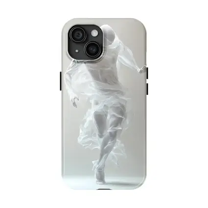White Draped Figure Dancing Abstract Minimal