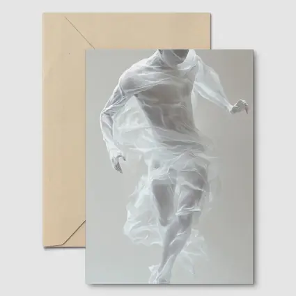 White Draped Figure Dancing Abstract Minimal