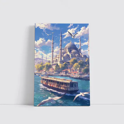 Istanbul Mosque Bosphorus Ferry Anime Art