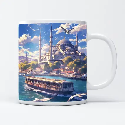 Istanbul Mosque Bosphorus Ferry Anime Art