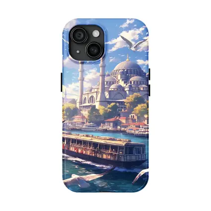 Istanbul Mosque Bosphorus Ferry Anime Art