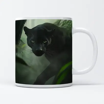 Black Panther Stalking Through Misty Jungle
