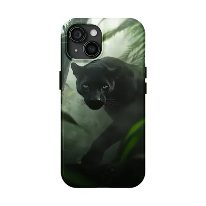 Black Panther Stalking Through Misty Jungle