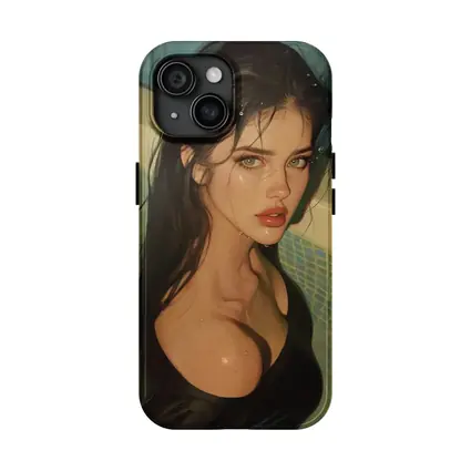 Dark Hair Woman Portrait Pool Digital Art