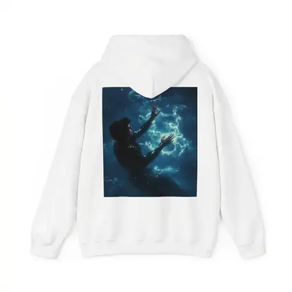 Person Underwater Dark Blue Glowing Light