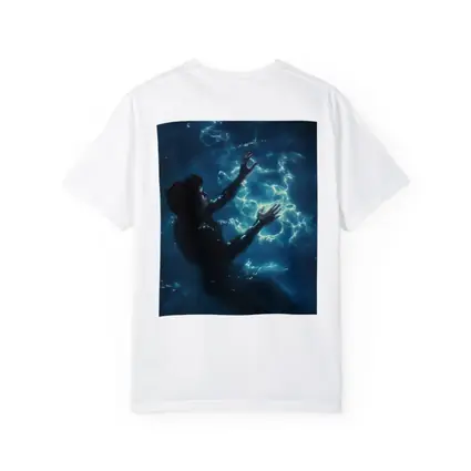 Person Underwater Dark Blue Glowing Light