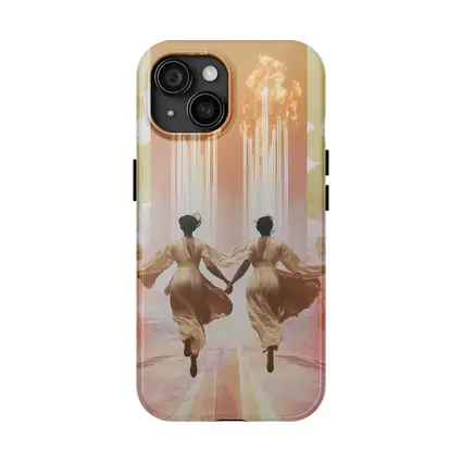 Two Women Running Toward Flames Surreal