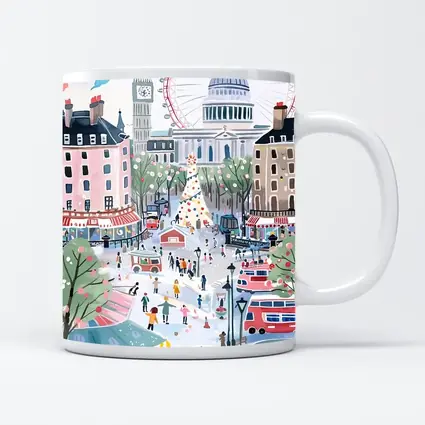 London Christmas Market Illustration Festive Scene