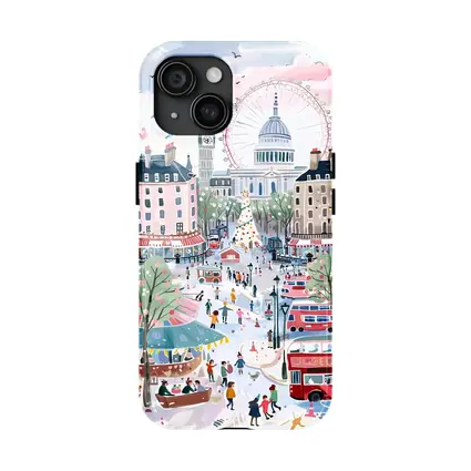 London Christmas Market Illustration Festive Scene