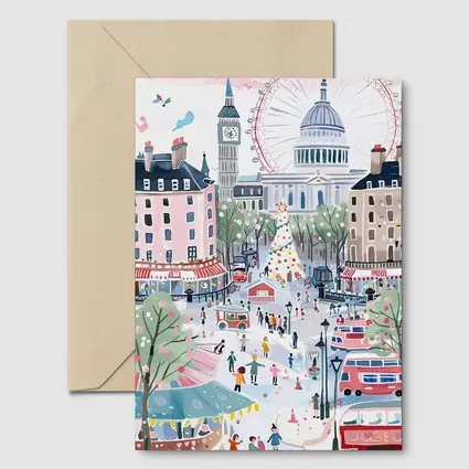 London Christmas Market Illustration Festive Scene