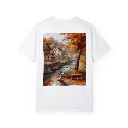 Autumn Village River Stone Bridge Painting