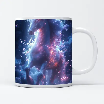 Glowing Unicorn Rearing In Cosmic Clouds