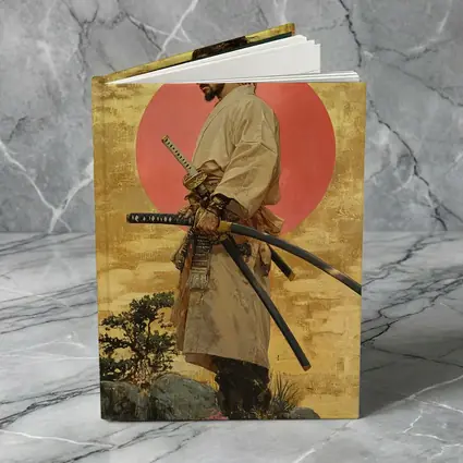 Samurai Warrior Standing Before Red Sun