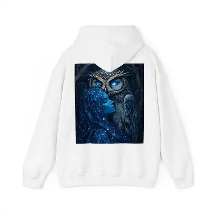 Woman and Owl Starry Night Fantasy Art