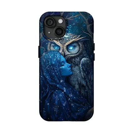 Woman and Owl Starry Night Fantasy Art