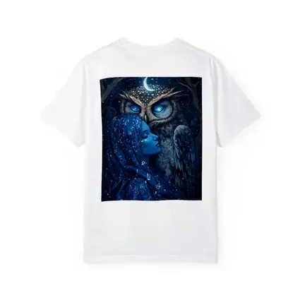 Woman and Owl Starry Night Fantasy Art