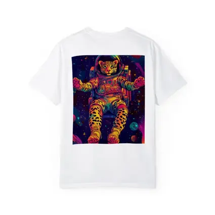 Leopard Astronaut Floating In Colorful Space