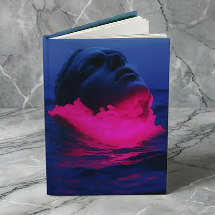 Neon Pink Smoke Face Surreal Ocean Blue