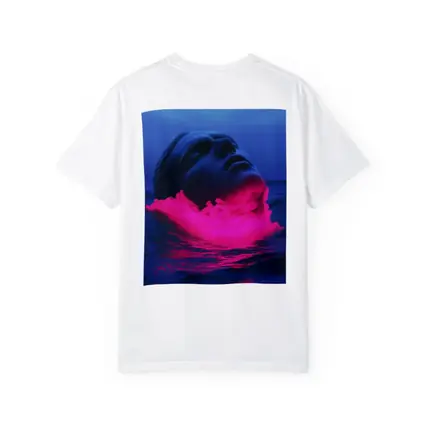 Neon Pink Smoke Face Surreal Ocean Blue