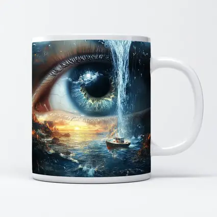 Surreal Eye Waterfall Ocean Boat Sunset