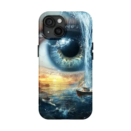 Surreal Eye Waterfall Ocean Boat Sunset