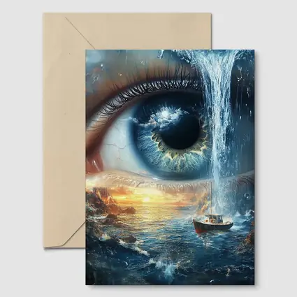 Surreal Eye Waterfall Ocean Boat Sunset