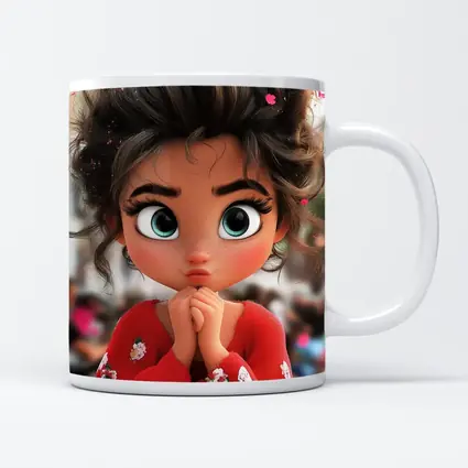 Cute Cartoon Girl Red Floral Outfit