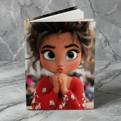 Cute Cartoon Girl Red Floral Outfit