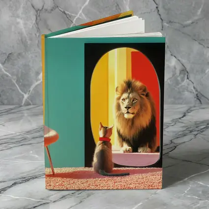 Cat Facing Lion Mirror Colorful Interior