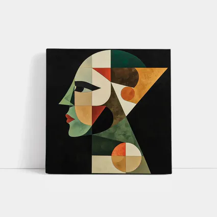 Geometric Cubist Woman Face Abstract Art