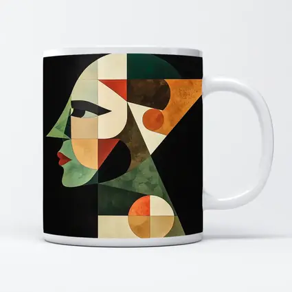 Geometric Cubist Woman Face Abstract Art