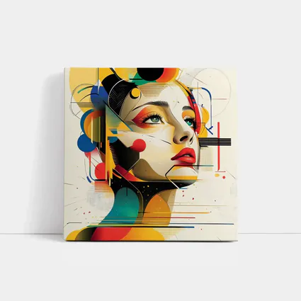 Abstract Woman Face Geometric Bauhaus Art