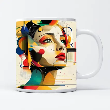Abstract Woman Face Geometric Bauhaus Art