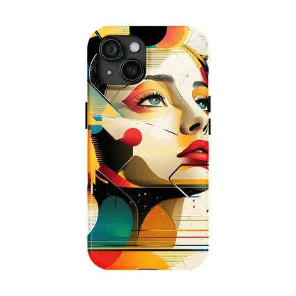 Abstract Woman Face Geometric Bauhaus Art