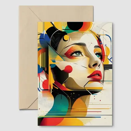 Abstract Woman Face Geometric Bauhaus Art