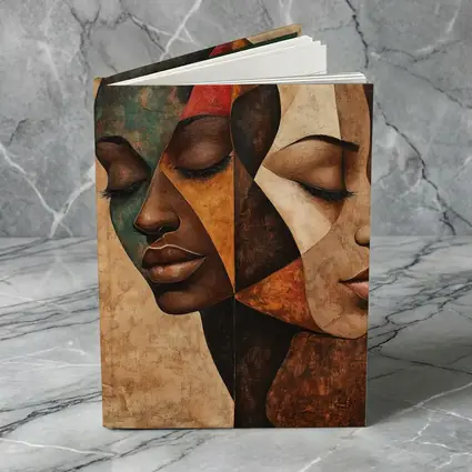 Two Women Faces Cubist Abstract Art