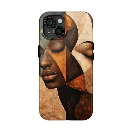 Two Women Faces Cubist Abstract Art